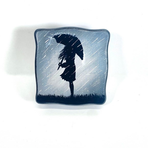 Original Acrylic Art on Upcycled/Reloved Vintage Wood Musical Jewelry Box - Picture 5 of 10